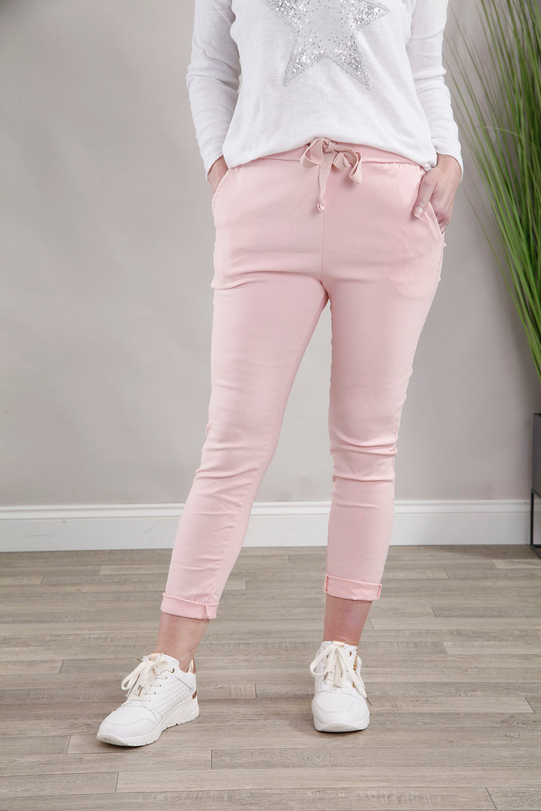 Pale Pink Plain Magic Pants