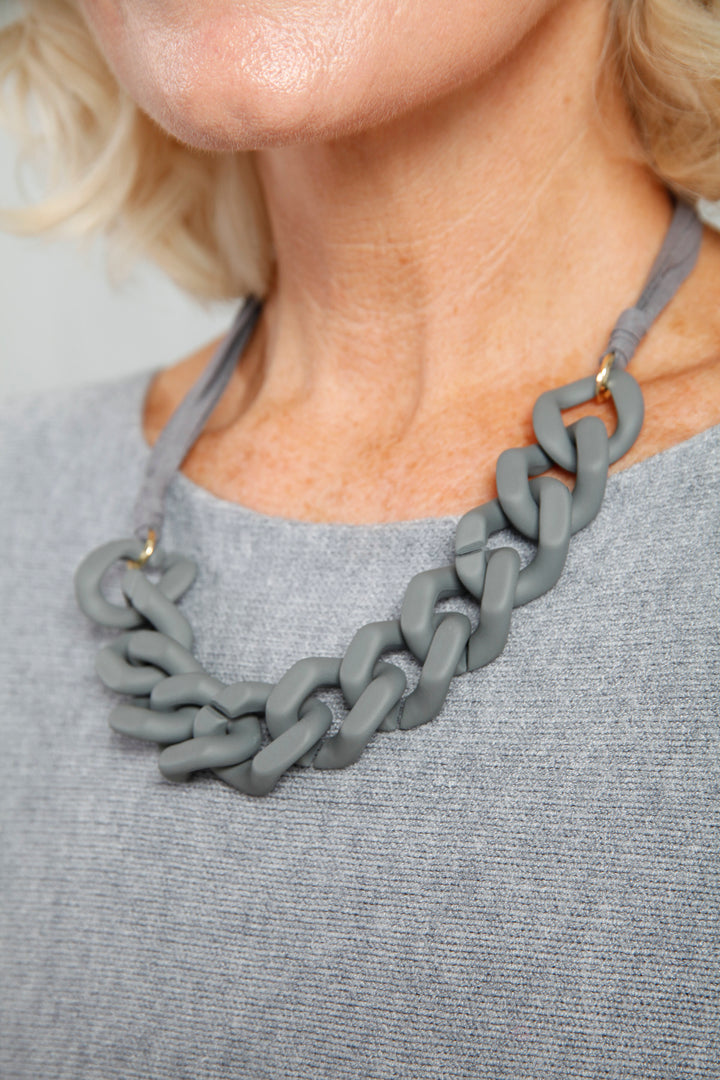 Plaited Cord Necklace Charcoal