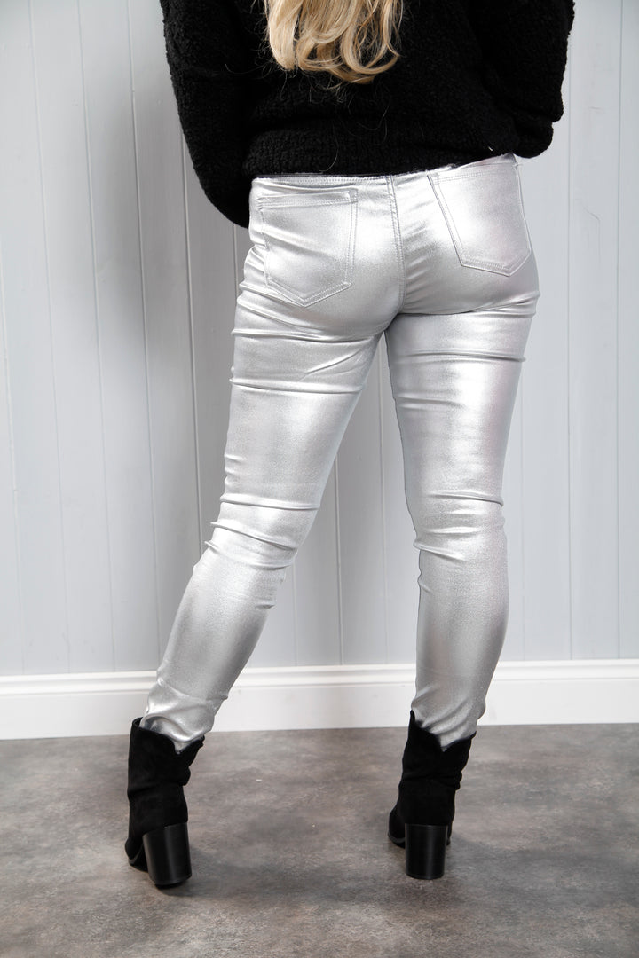 Macey Metallic Trousers Silver