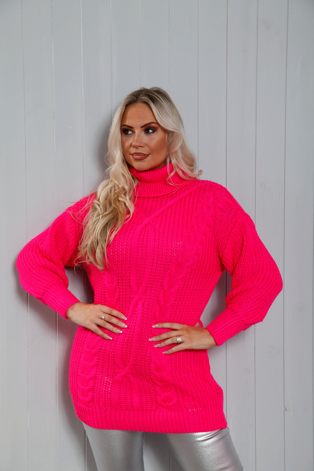 Margot Cable Tunic Hot Pink
