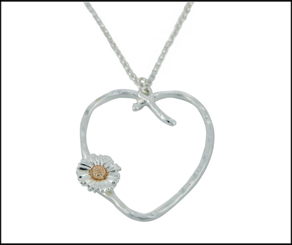 Daisy open heart necklace silver