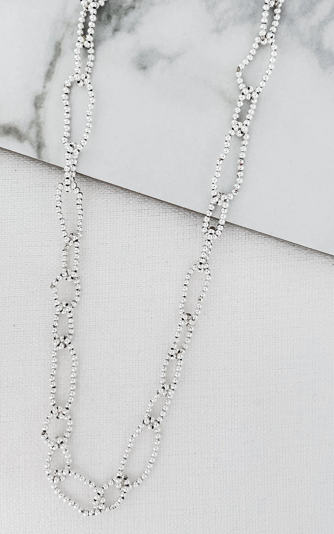 Beaded Chain Link Necklace Silver