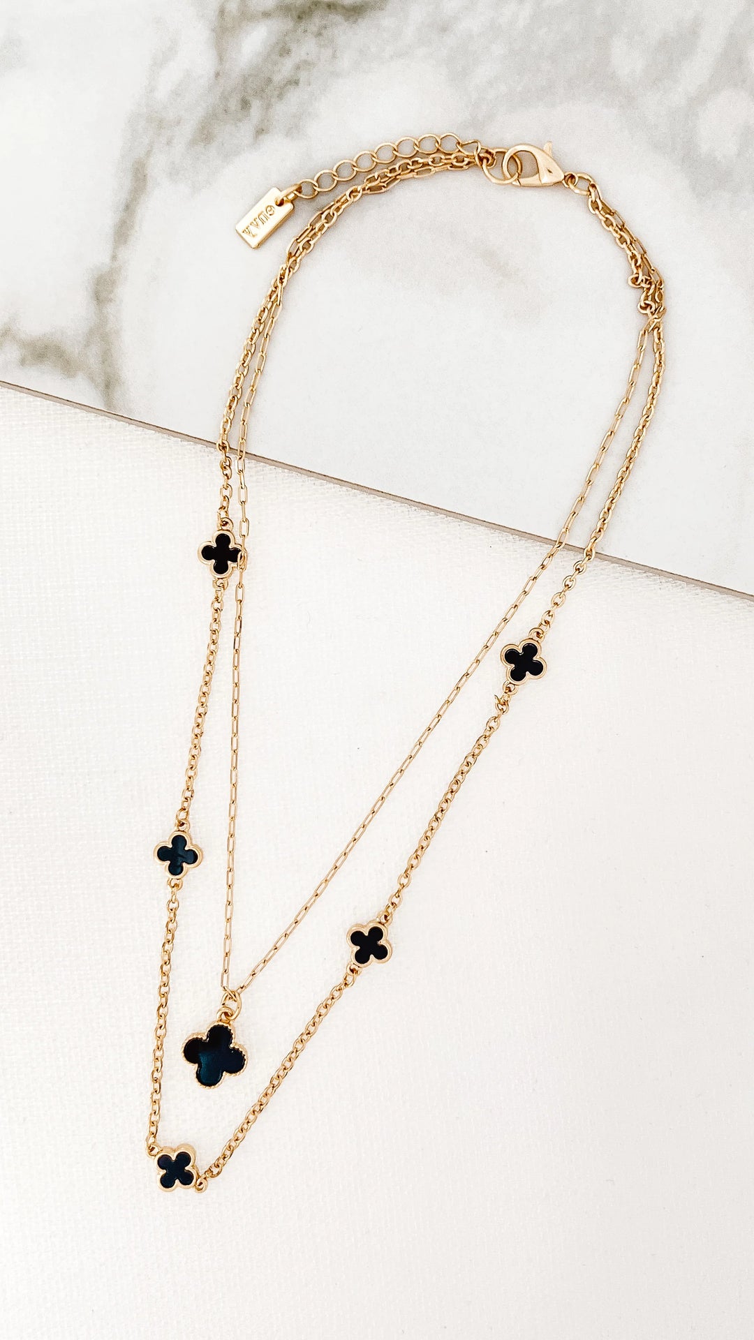 Celeste Double Layer Necklace Black