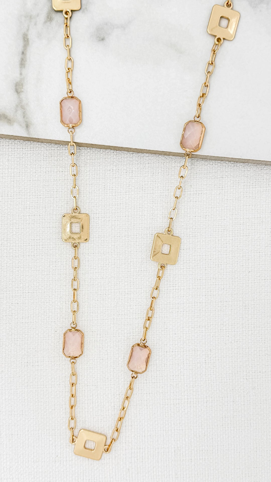 Olivia Gem Necklace Gold/Pink