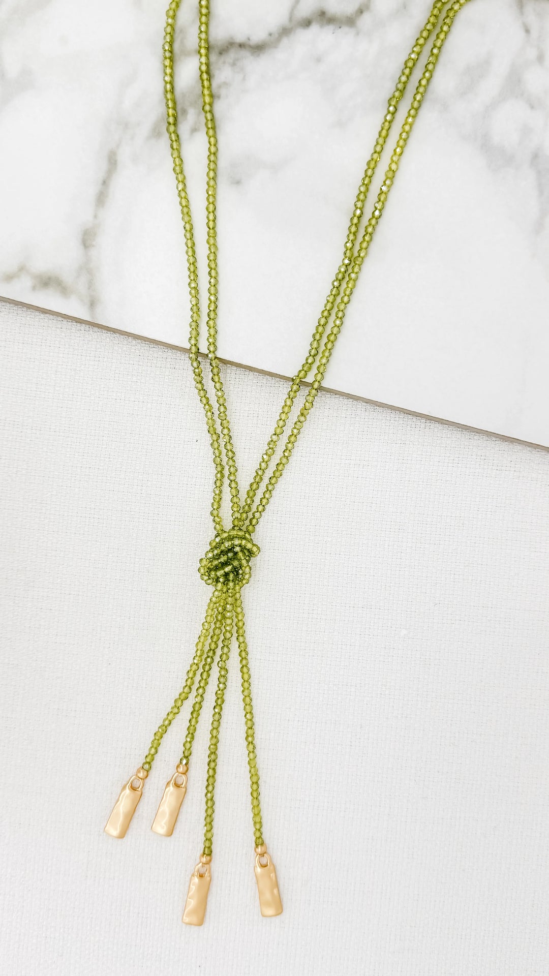 Lime Beaded Neclace with Gold