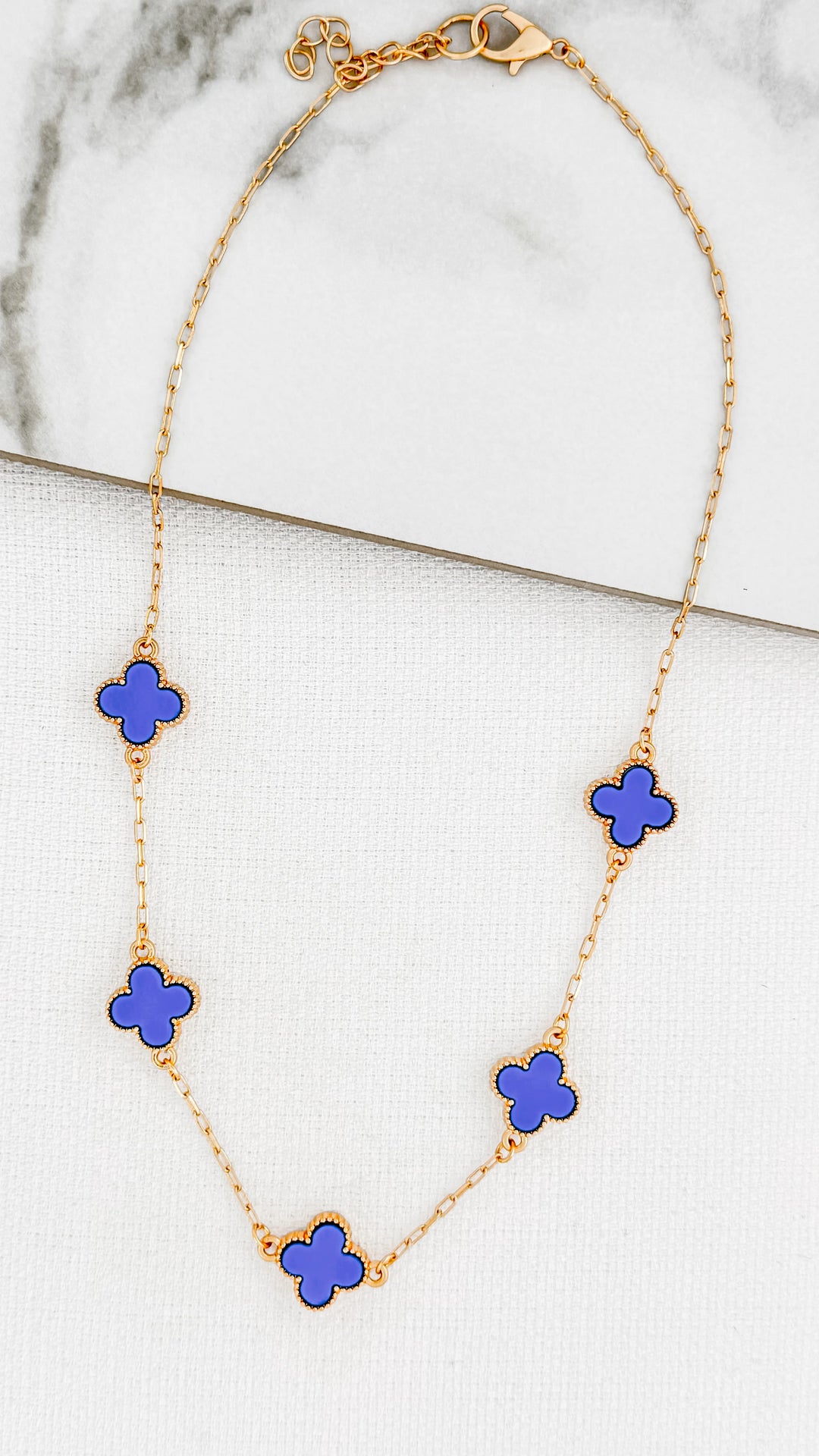 Celeste Clover Short Necklace Blue/Gold