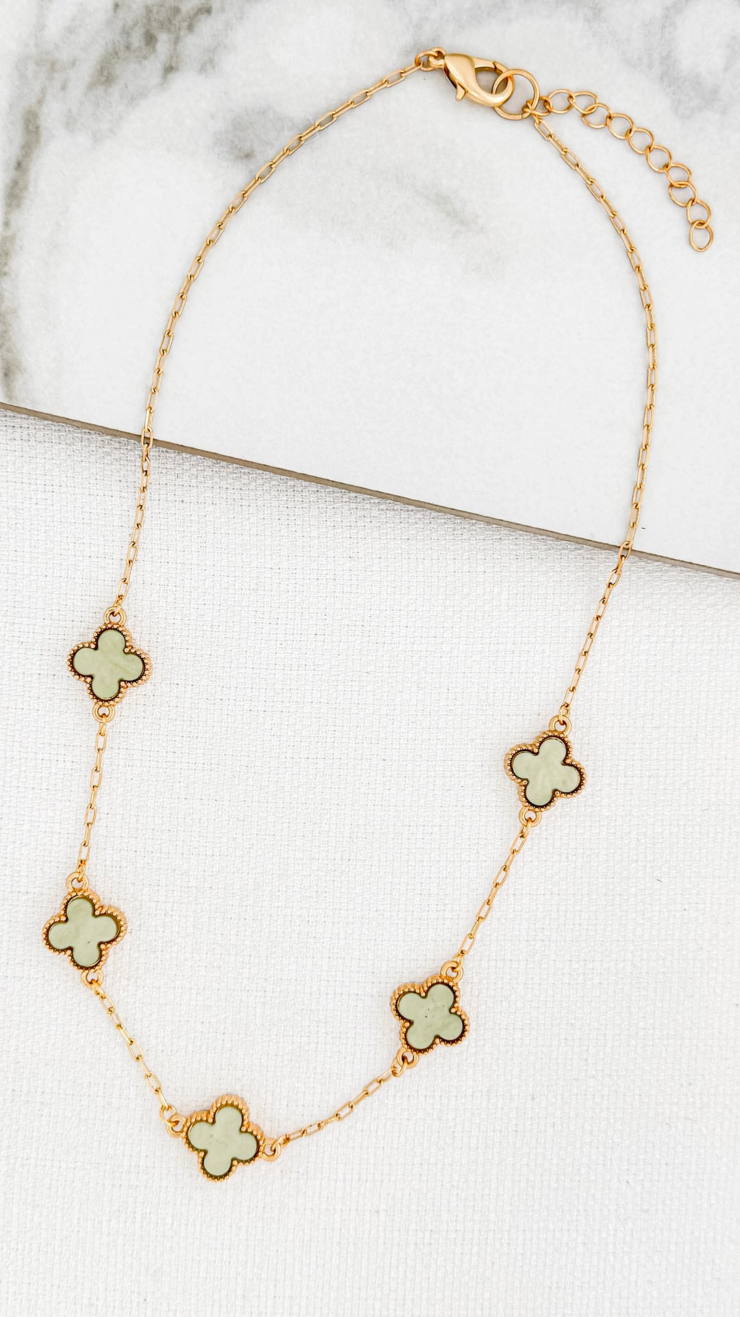 Celeste Clover Short Necklace Green/Gold