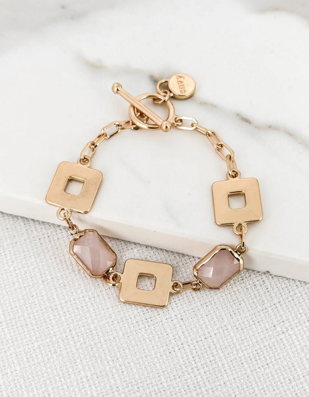 Olivia Gem Bracelet Gold/Pink