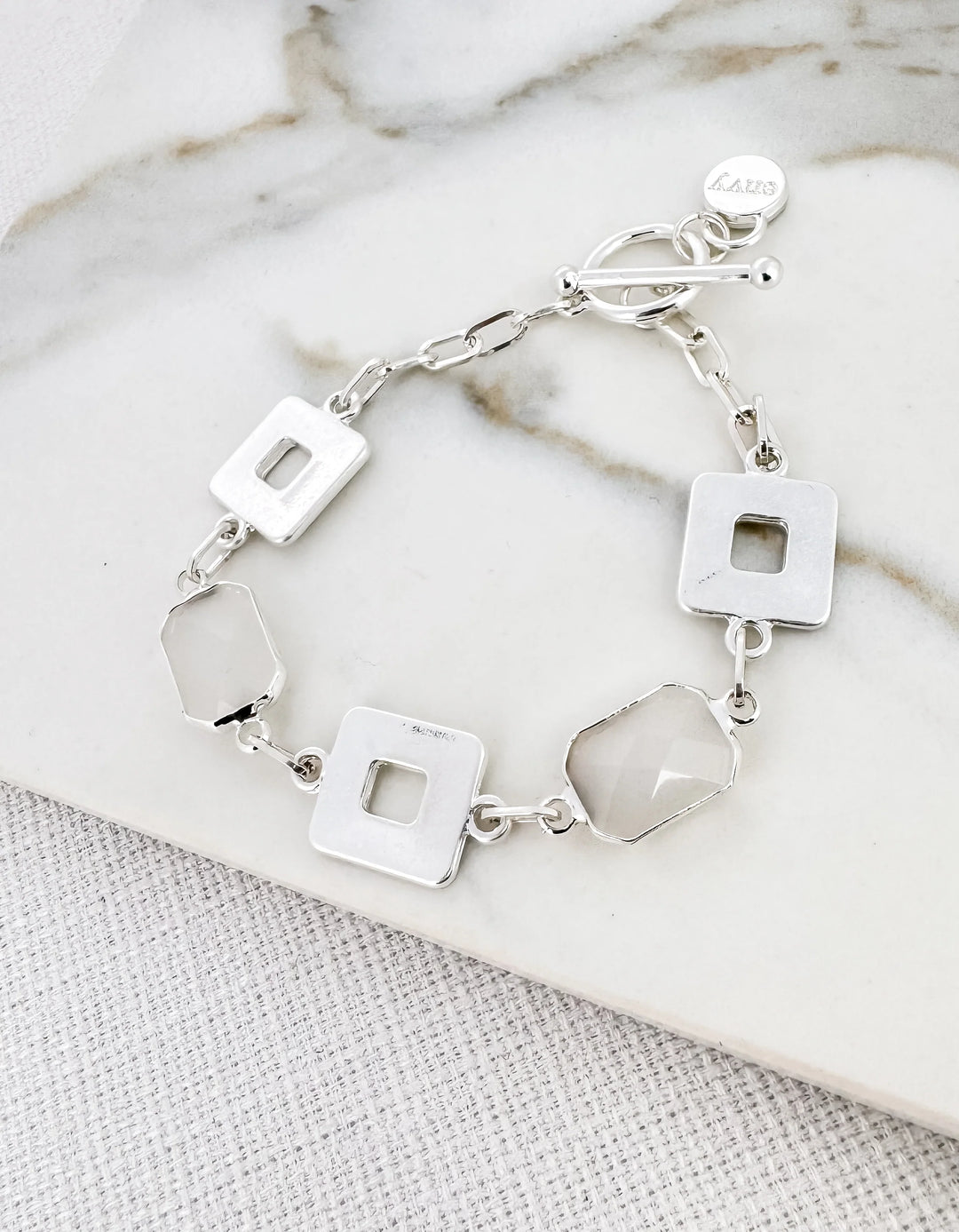 Olivia Gem Bracelet Silver/White