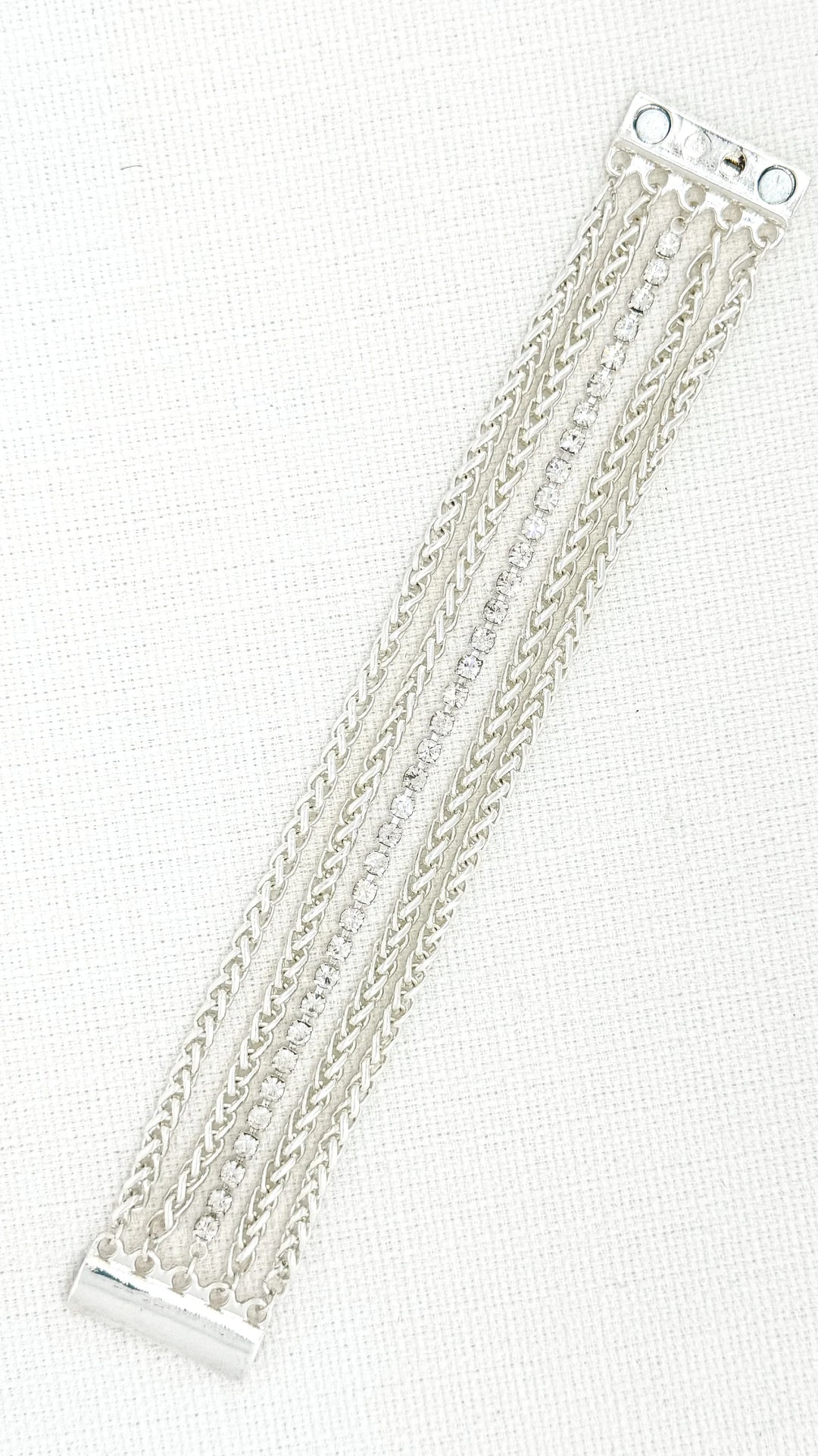 Silver Multi Chain Diamante Bracelet