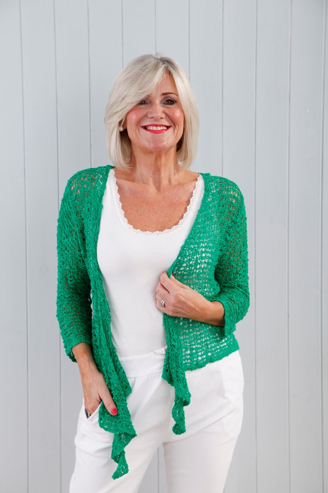 Poppy Popcorn Shrug Cardigan Green