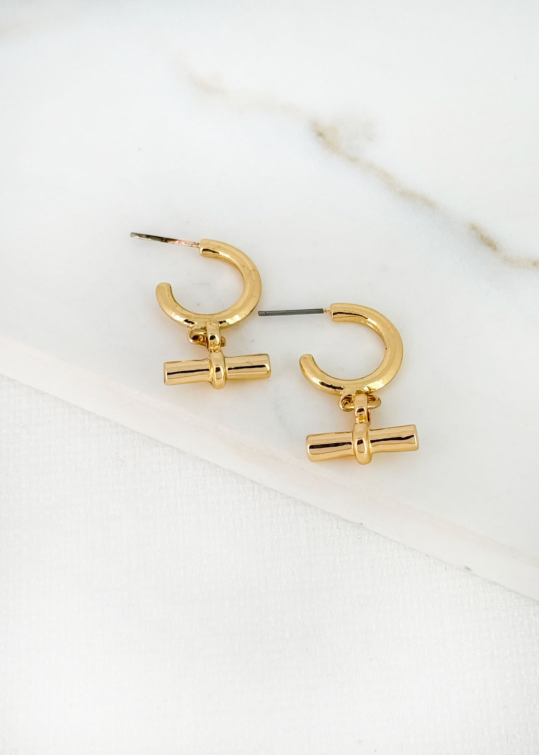 Dawn T Bar Earrings Gold