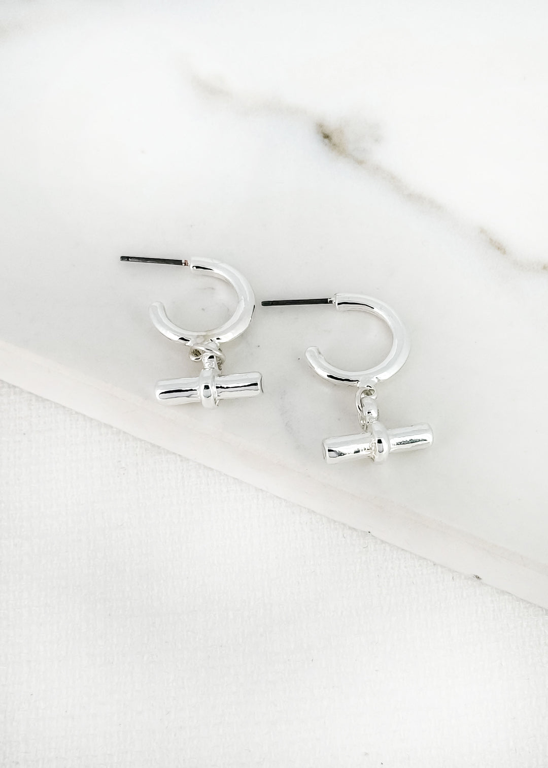 Dawn T Bar Earrings Silver
