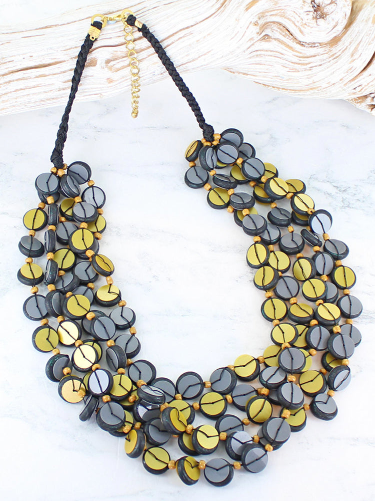 Winnie Wooden Necklace Charcoal