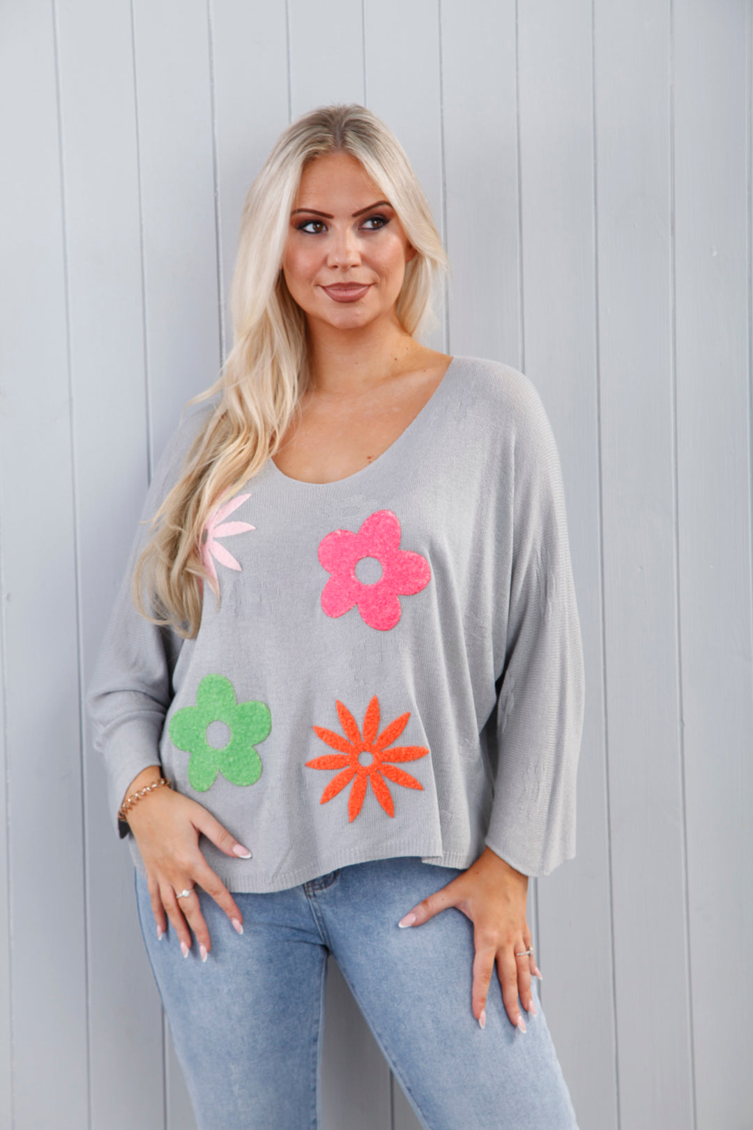 Rayna Floral Top Grey