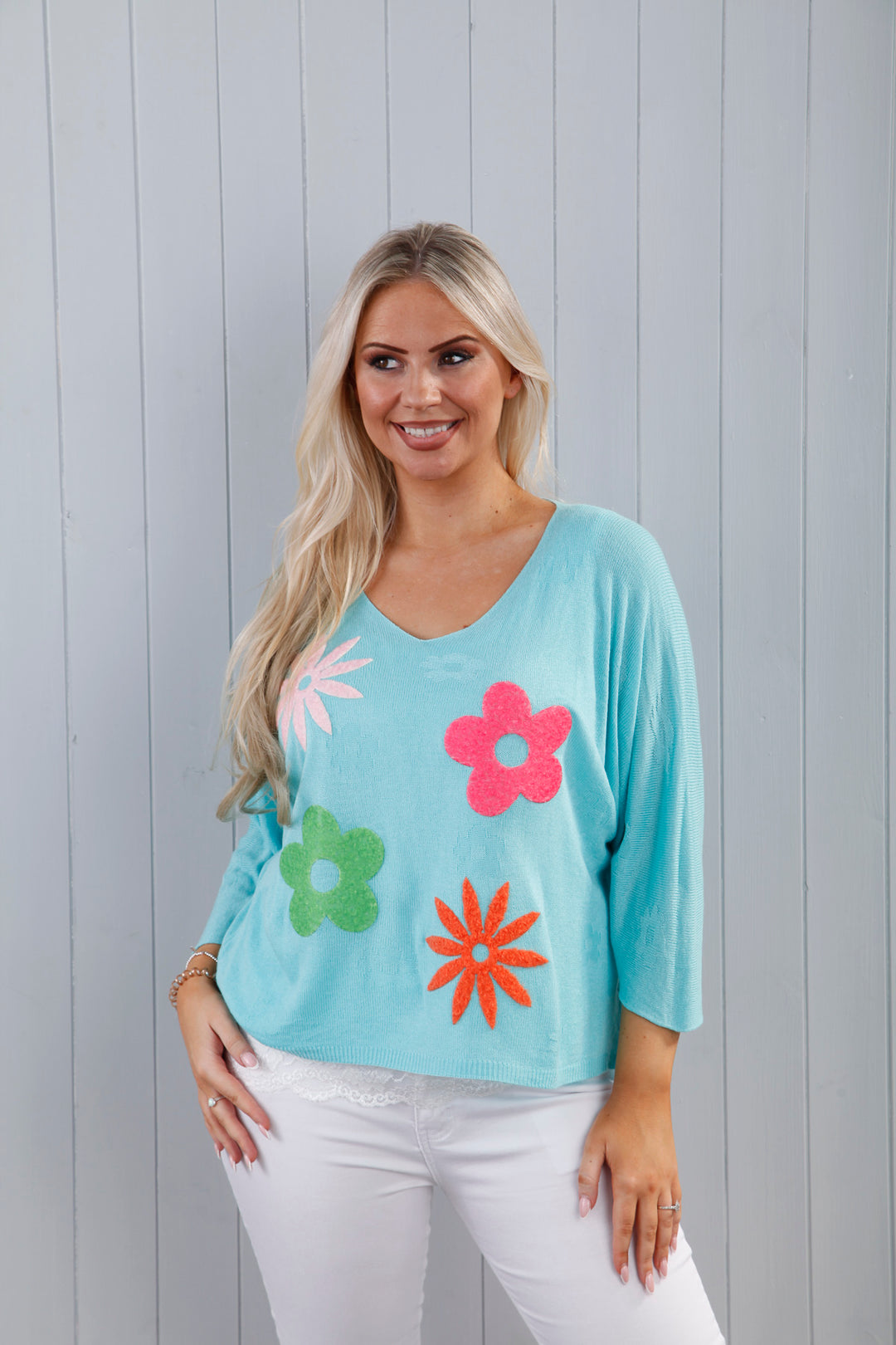 Rayna Floral Top Turquoise
