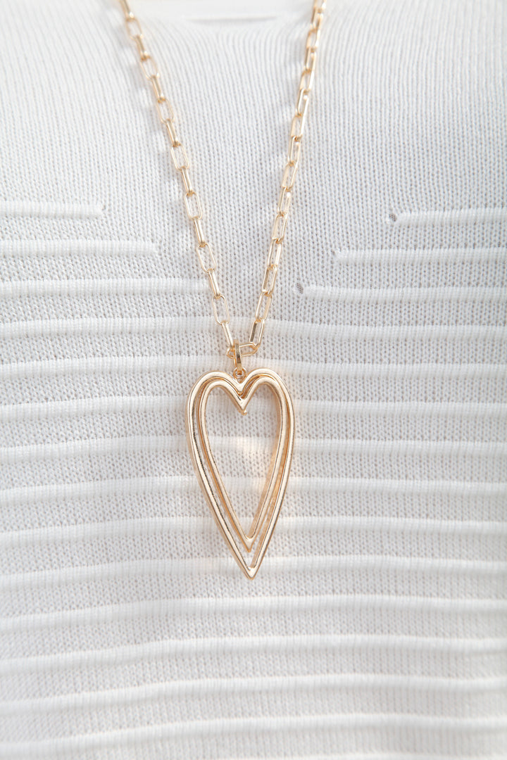 Twin Heart Chain Necklace Gold