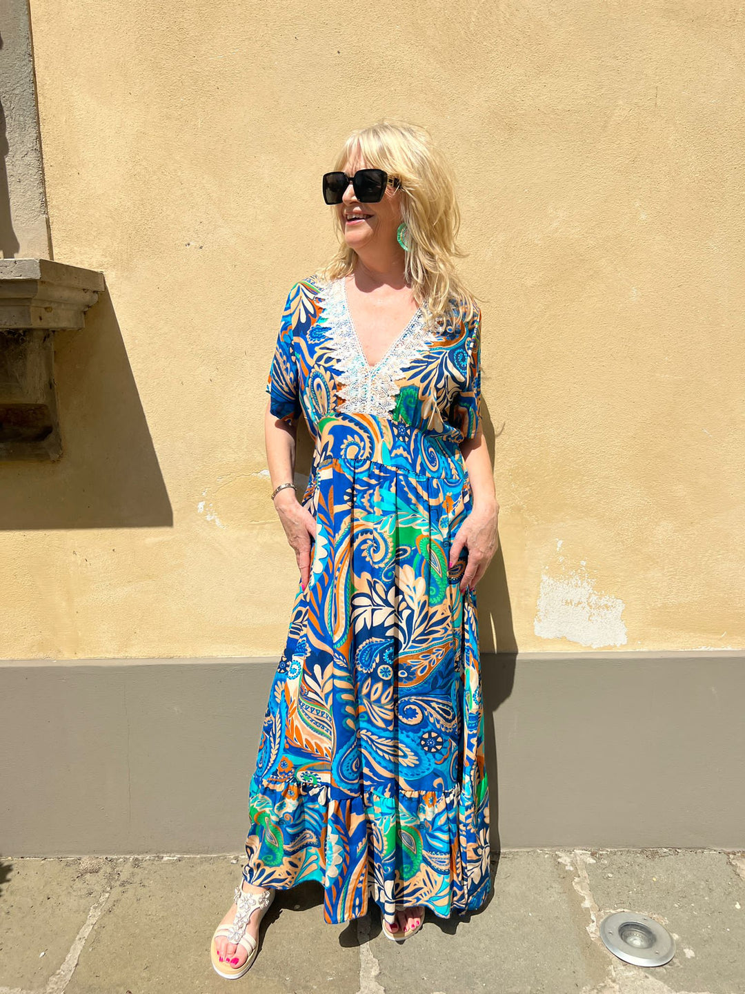 Amalfi Tropical Dress Blue