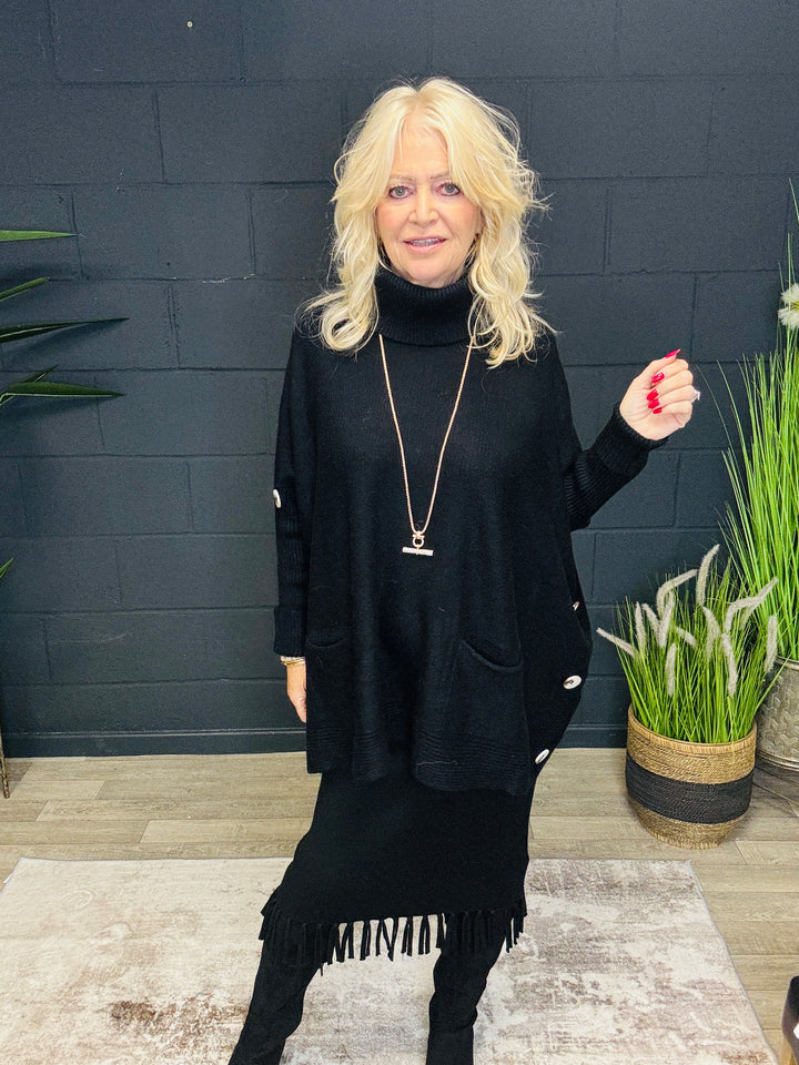 Bronwen Button Jumper Black