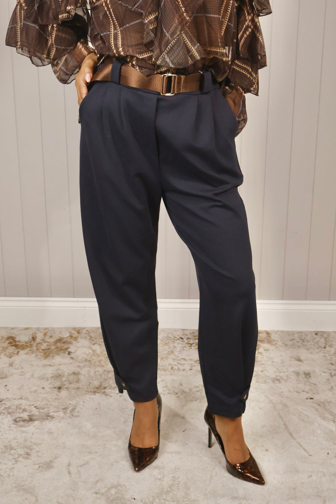 Adalyn Ankle Cuff Trousers Navy