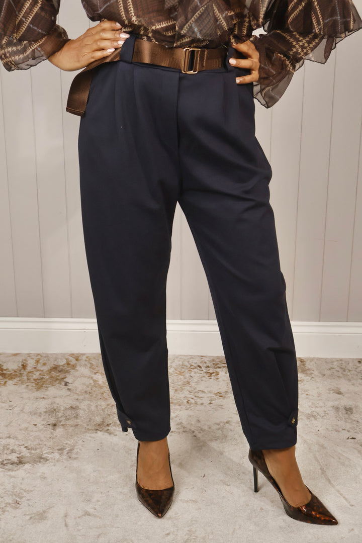Adalyn Ankle Cuff Trousers Navy