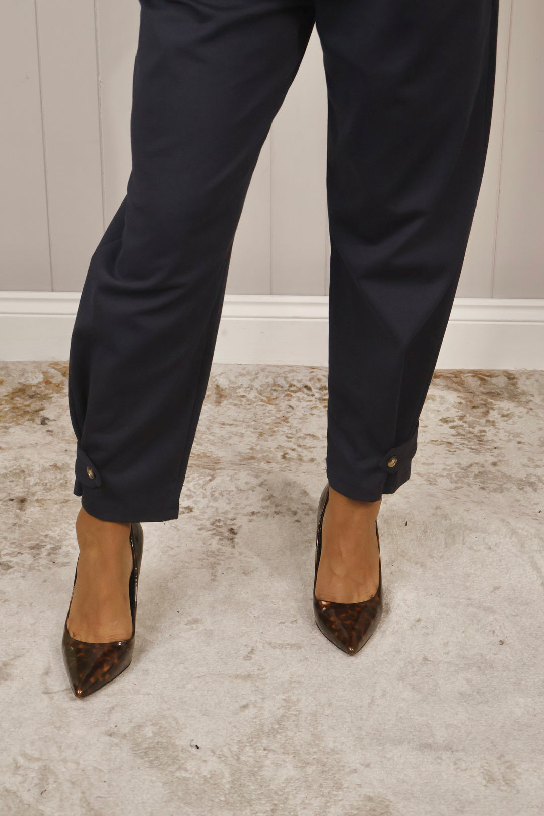 Adalyn Ankle Cuff Trousers Navy