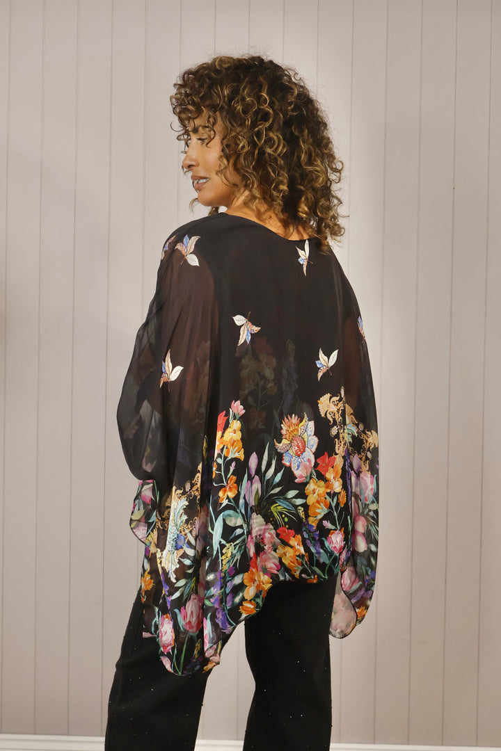 Sammie Silk Floral Top Black