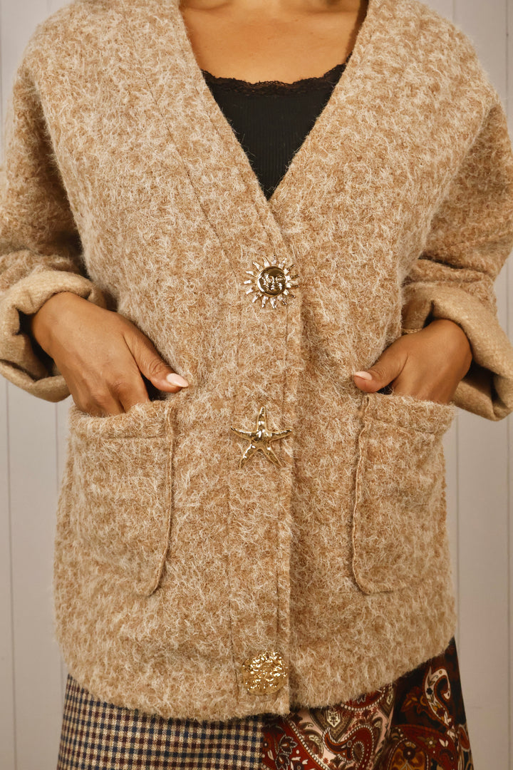 Sandy Brooch Jacket Toffee