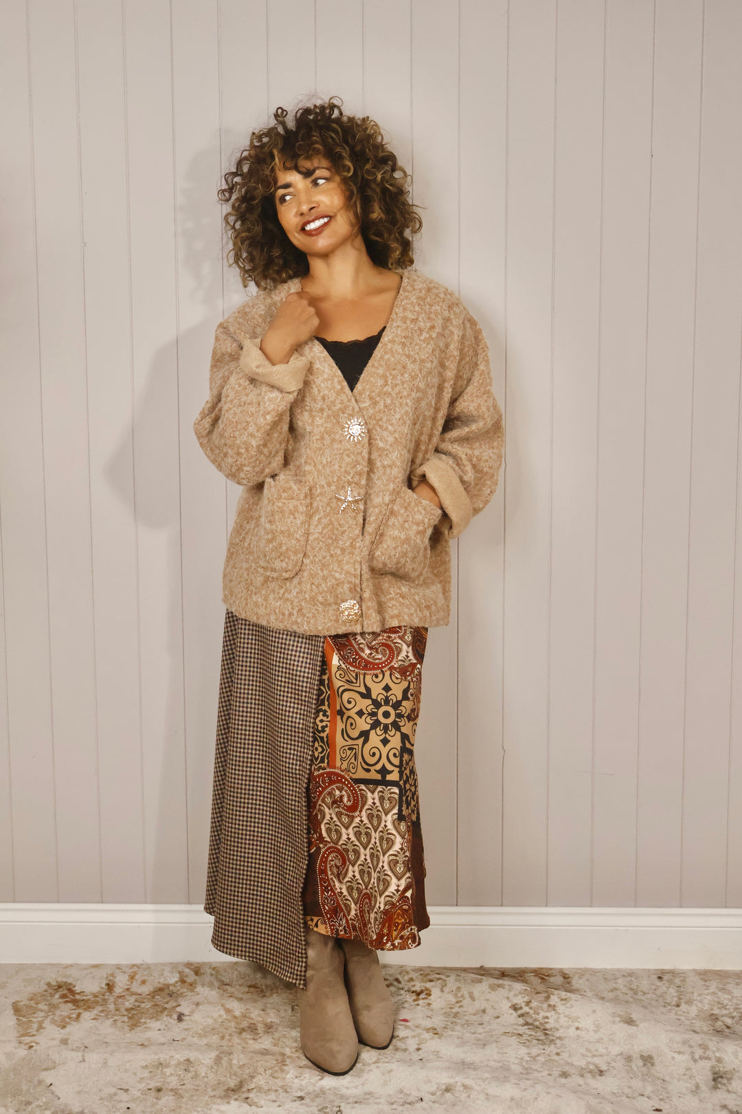 Sandy Brooch Jacket Toffee