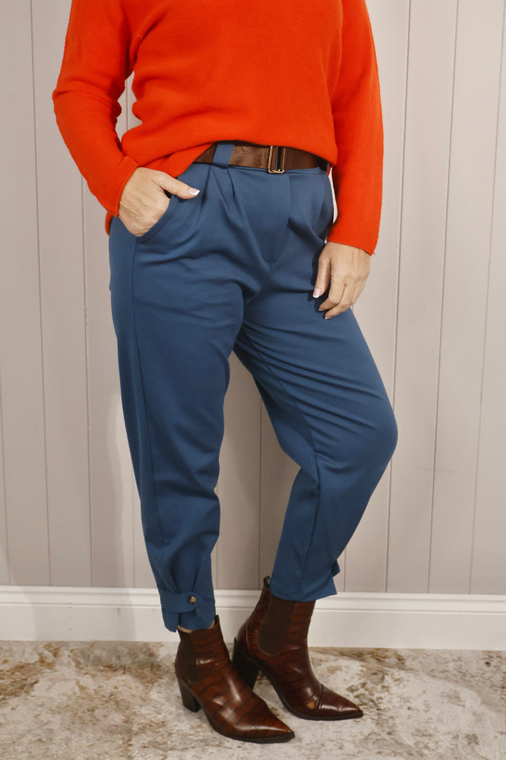 Adalyn Ankle Cuff Trousers Teal
