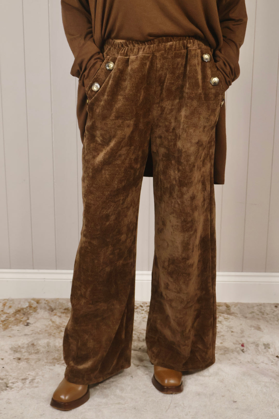 Chenille Wide Leg Magic Pants Chocolate