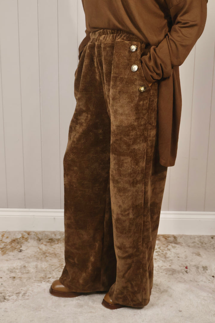 Chenille Wide Leg Magic Pants Chocolate