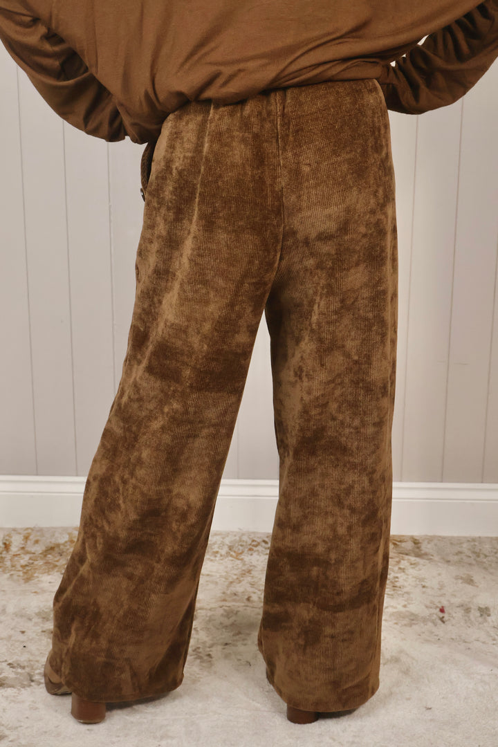 Chenille Wide Leg Magic Pants Chocolate