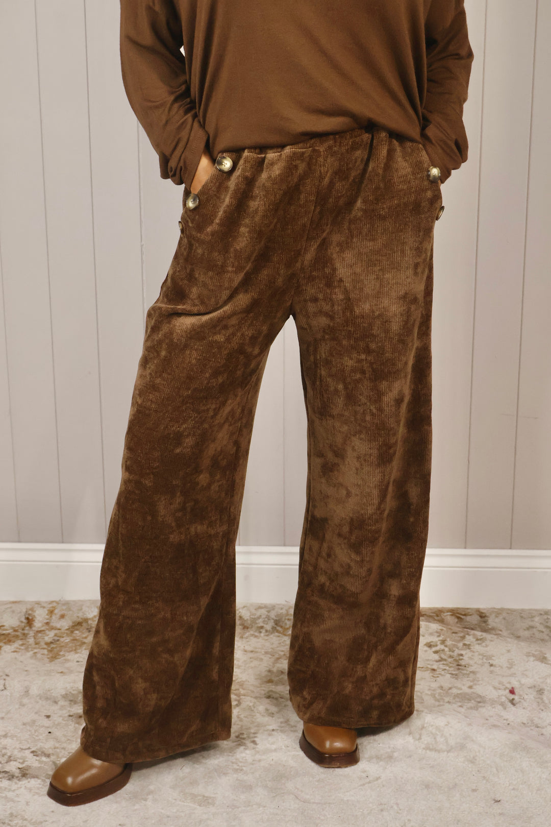 Chenille Wide Leg Magic Pants Chocolate