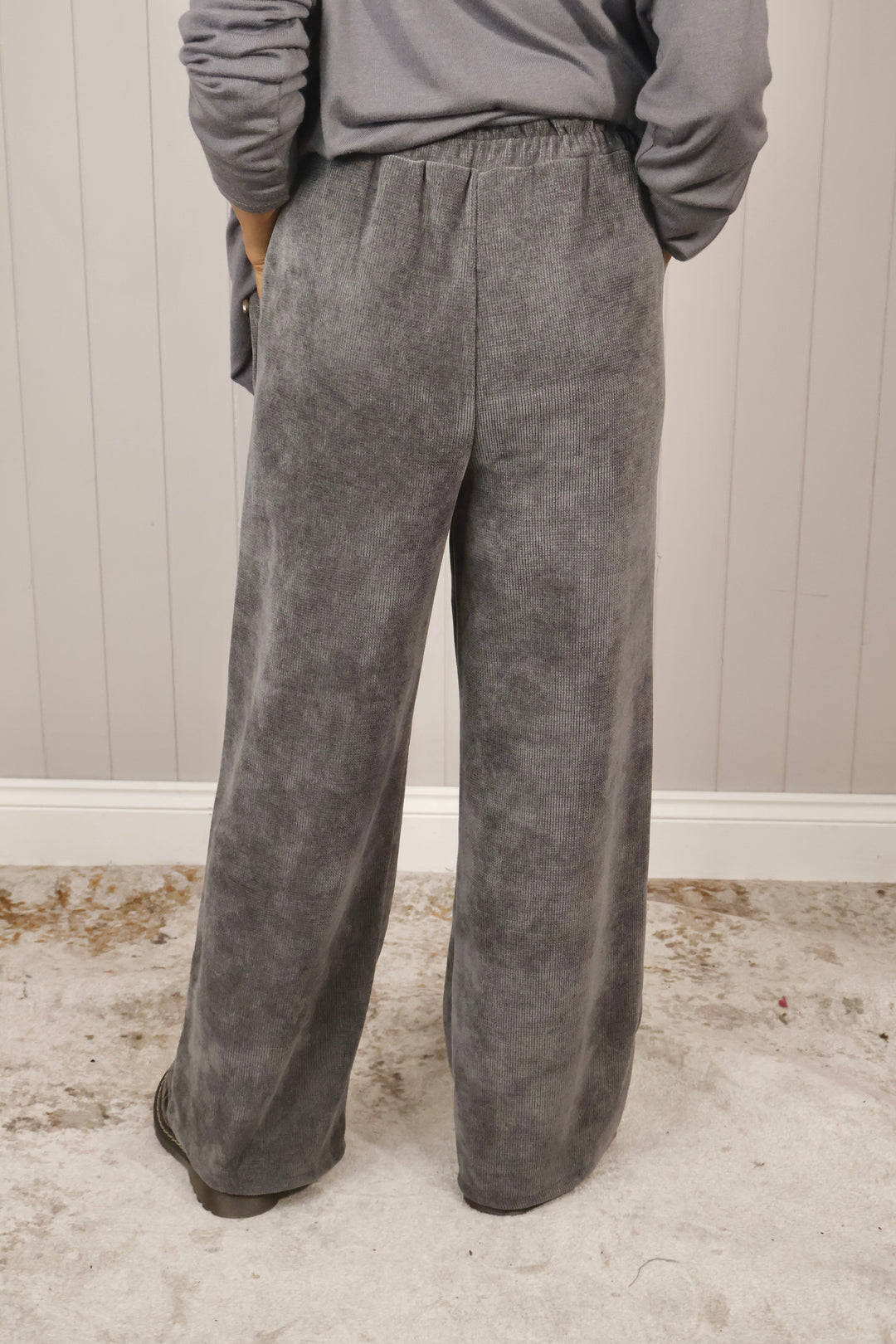 Chenille Wide Leg Magic Pants Grey
