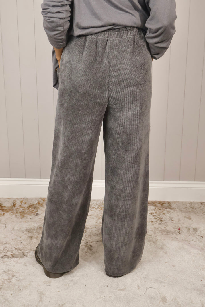 Chenille Wide Leg Magic Pants Grey