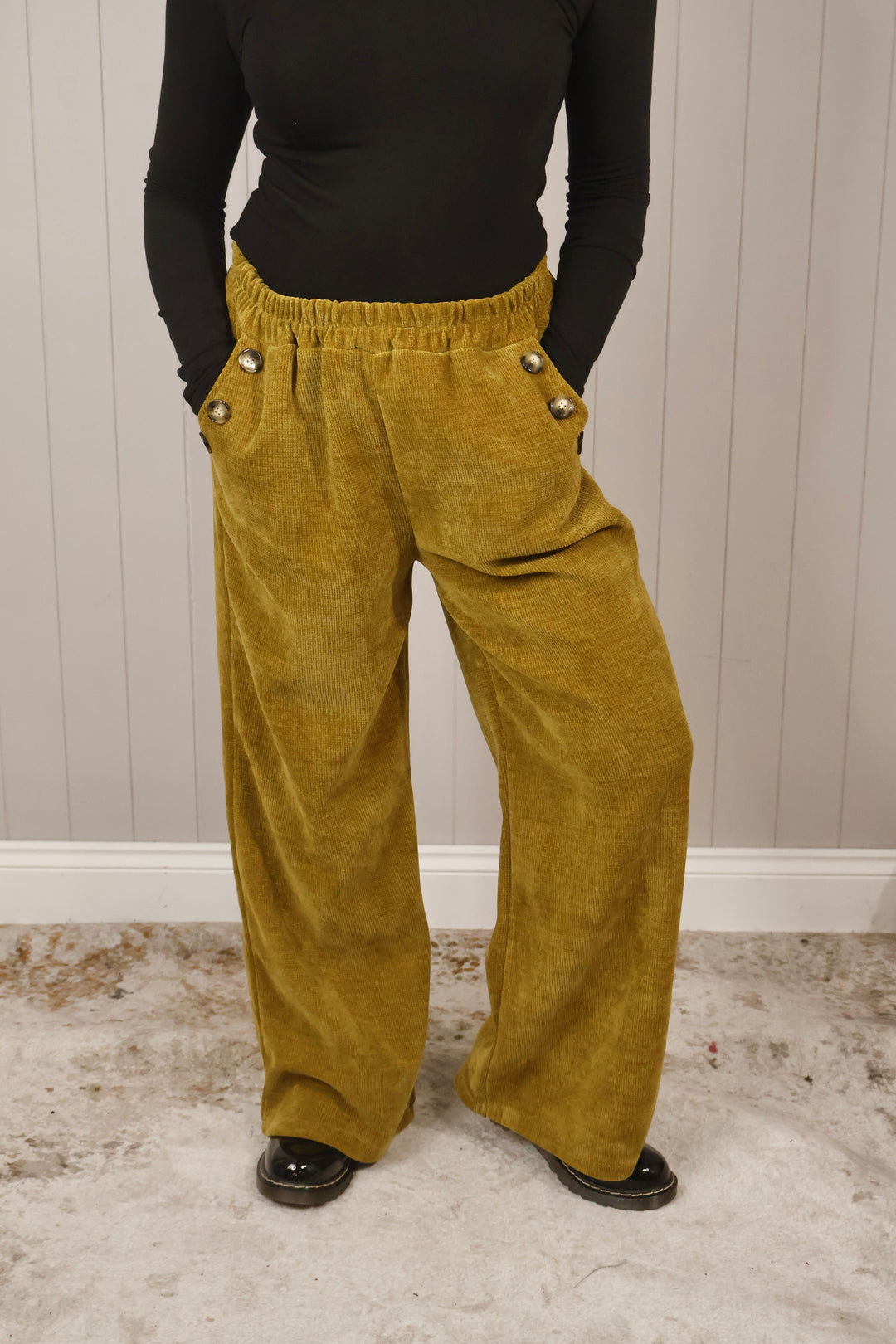 Chenille Wide Leg Magic Pants Mustard