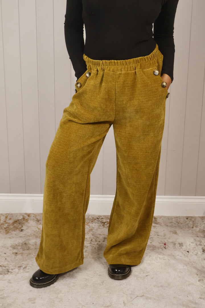 Chenille Wide Leg Magic Pants Mustard
