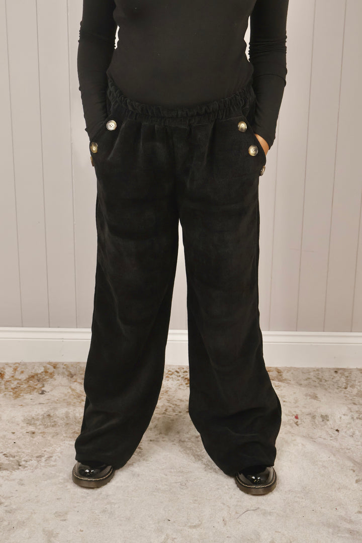 Chenille Wide Leg Magic Pants Black