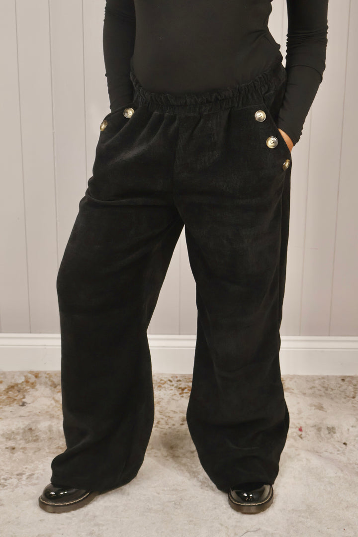 Chenille Wide Leg Magic Pants Black