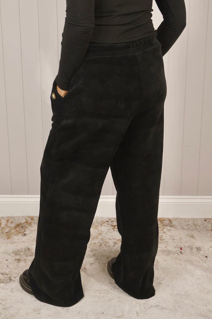 Chenille Wide Leg Magic Pants Black