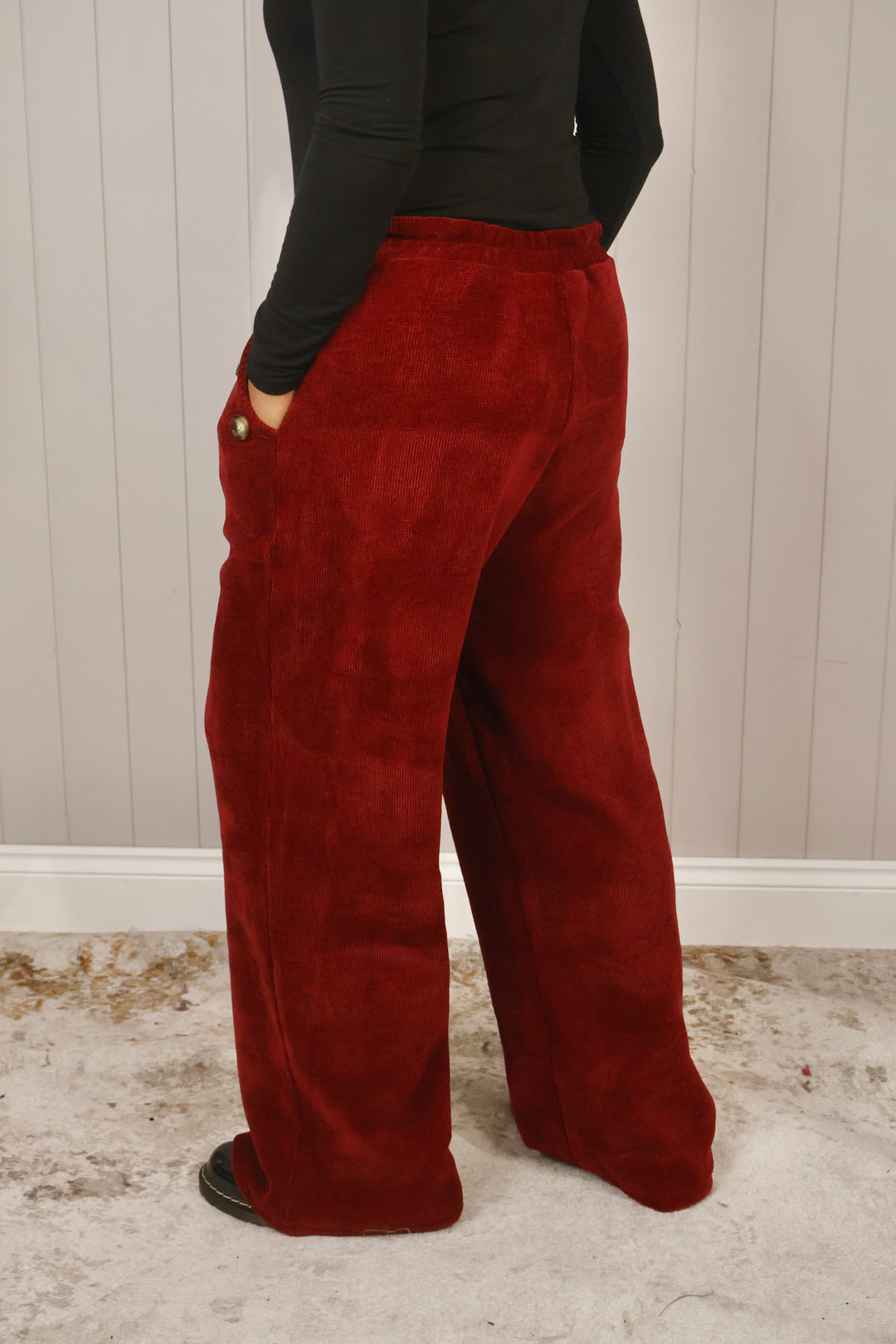 Chenille Wide Leg Magic Pants Wine