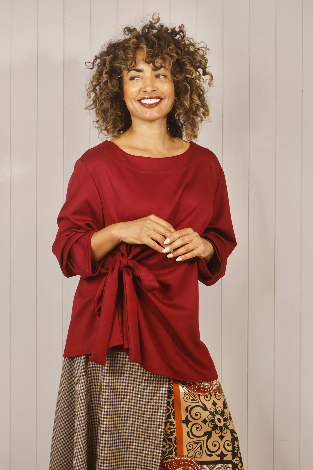 Caprice Side Tie Top Wine
