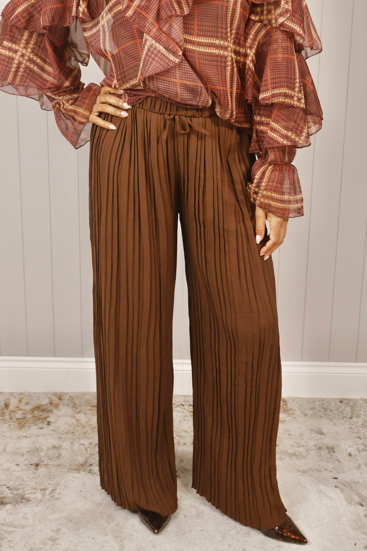 Polly Pleat Trousers Chocolate