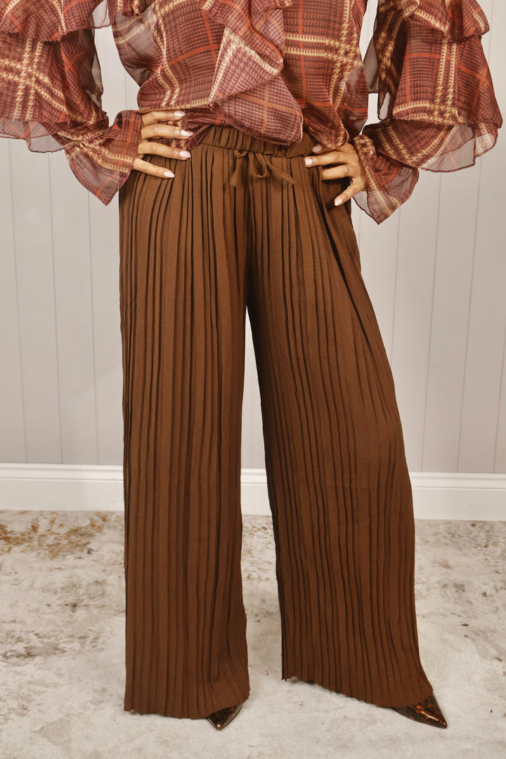 Polly Pleat Trousers Chocolate