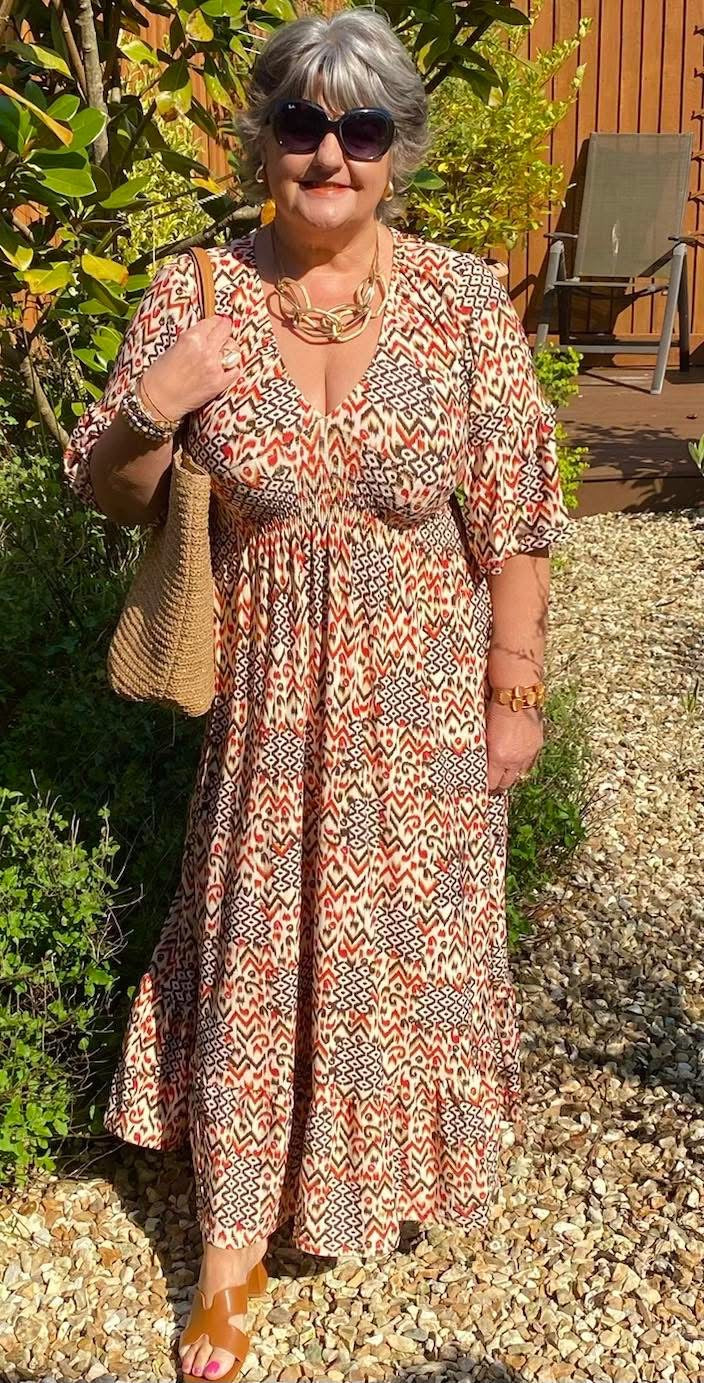 Amaris Aztec Dress Sunset Red