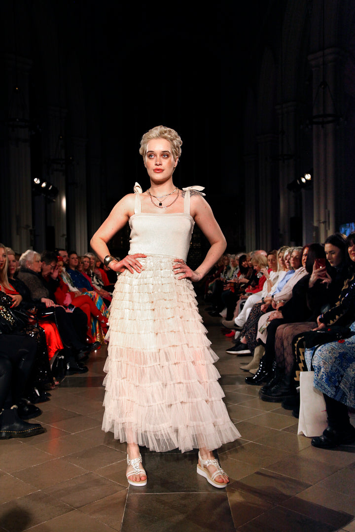 Giovanna Ruffle Dress Beige