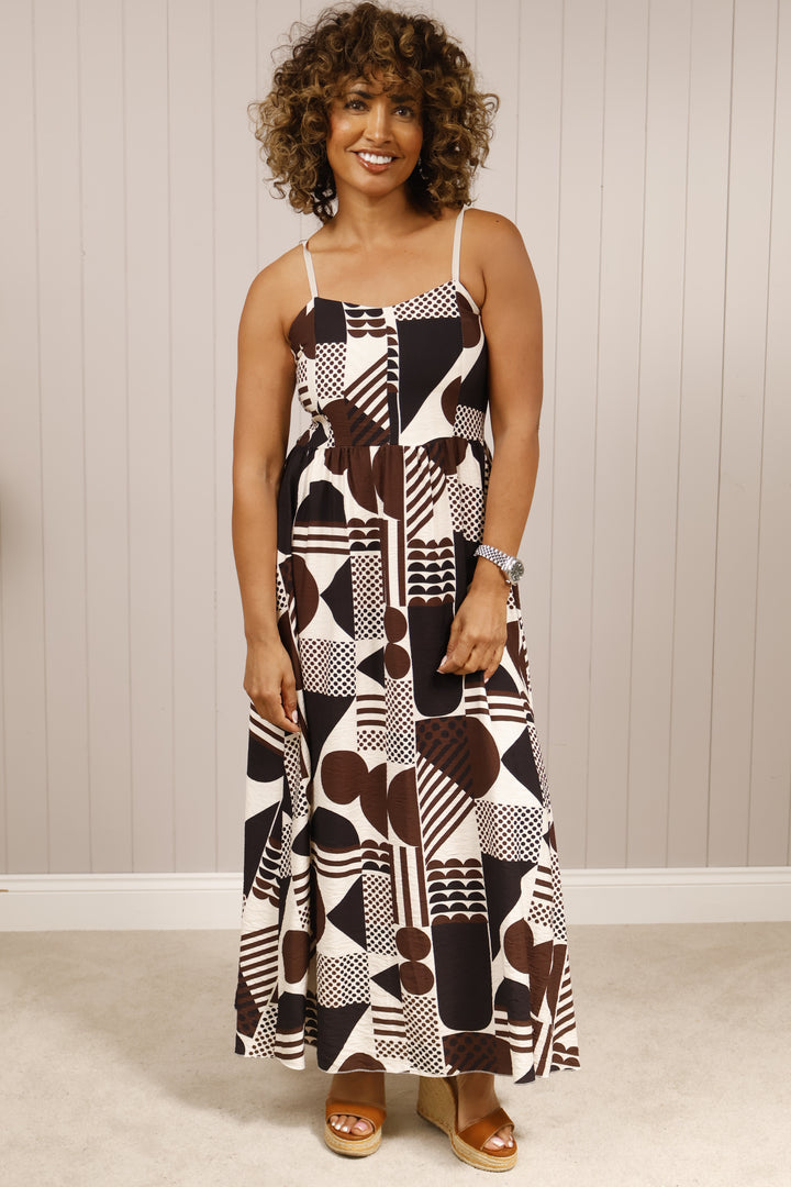 Azaria Abstract Dress Chocolate