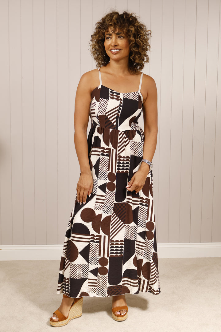 Azaria Abstract Dress Chocolate