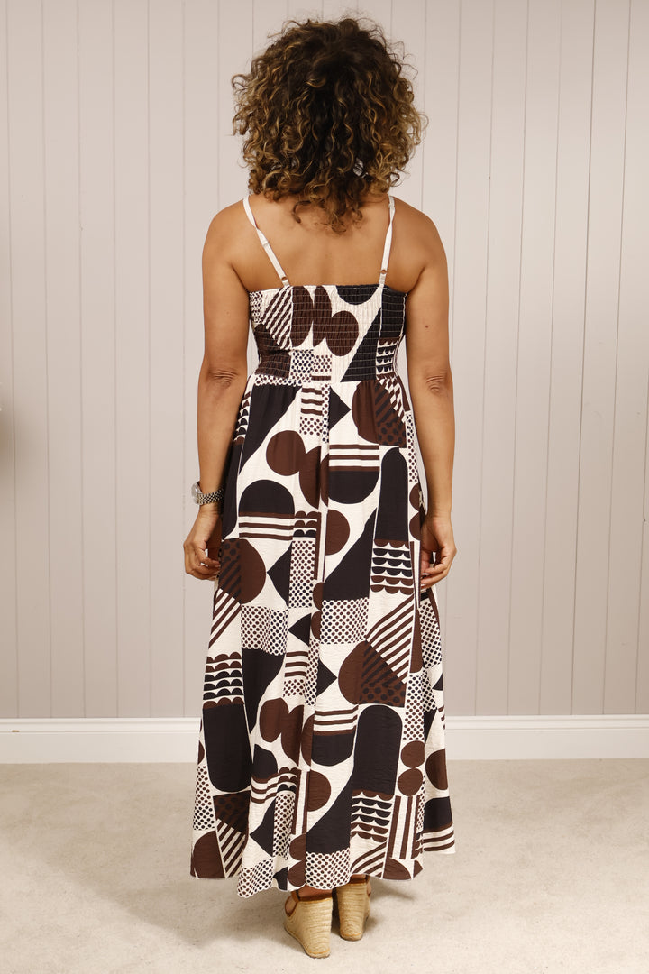 Azaria Abstract Dress Chocolate